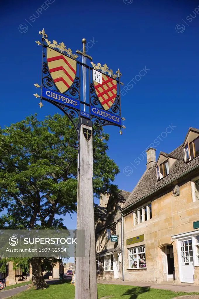 England, Gloustershire, Cotswolds, Chipping Campden, Heraldic Town Sign