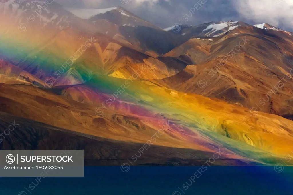 Rainbow across Lake Tso Moriri, Ladakh, India