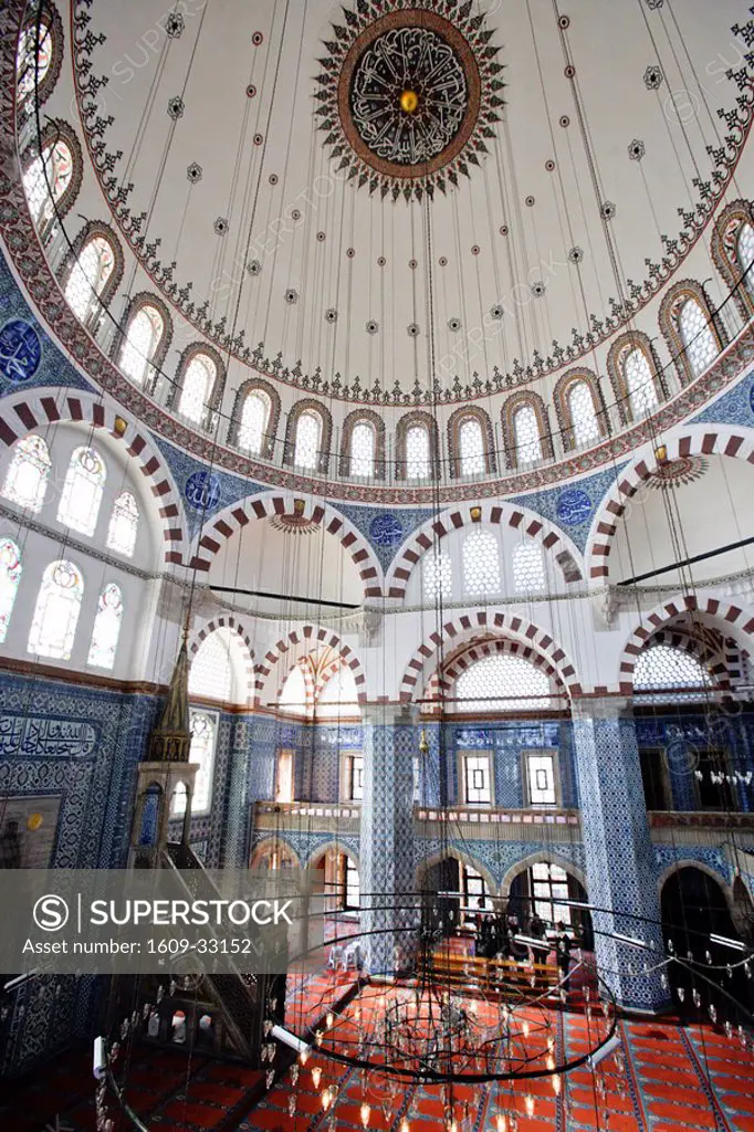 Ornate interior of the Rustem Pasha Mosque, Istanbul, Turkey