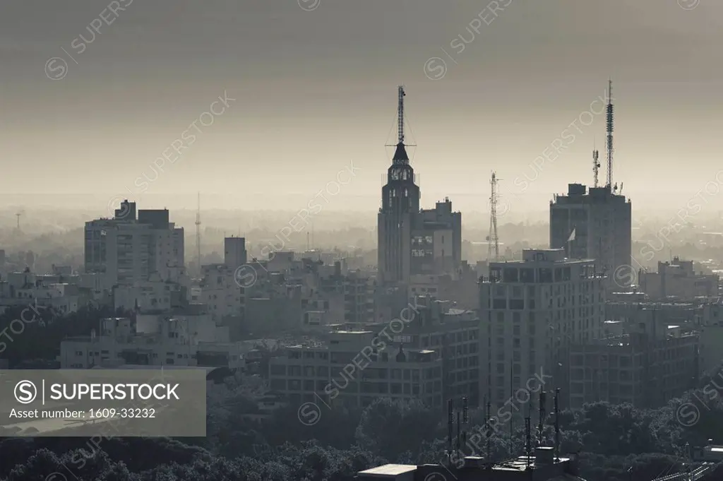 Argentina, Mendoza Province, Mendoza, aerial view of downtown, morning