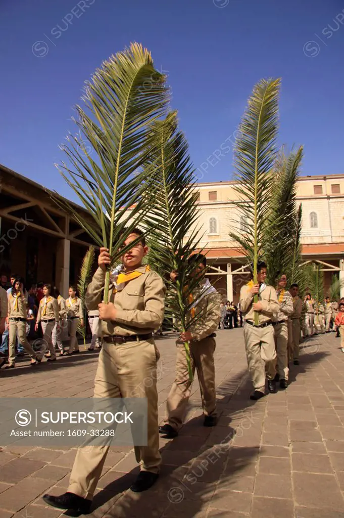 Israel, Lower Galilee, Palm Sunday ceremony at the Church of the Annunciation in Nazareth
