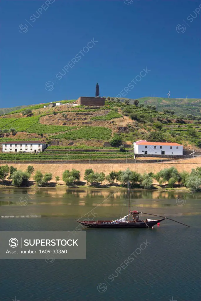 River Douro & Barco (boat carrying Port), Peso da Regua, Douro Region, Portugal