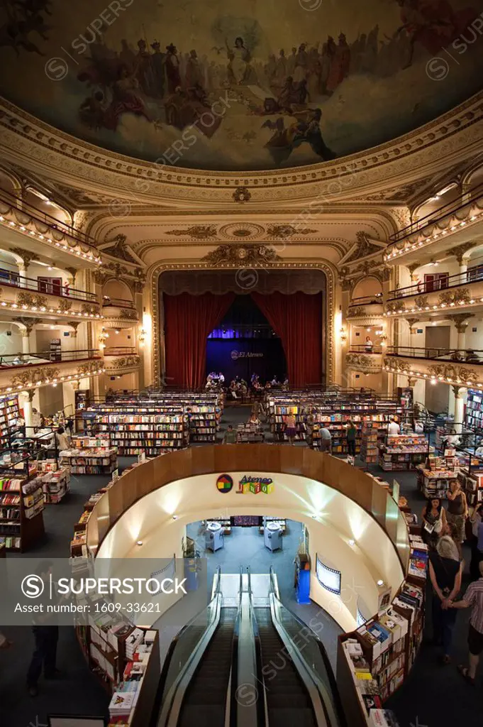 Argentina, Buenos Aires, Recoleta area, El Ateneo bookstore interior, housed in a former theater, Avenida Santa Fe