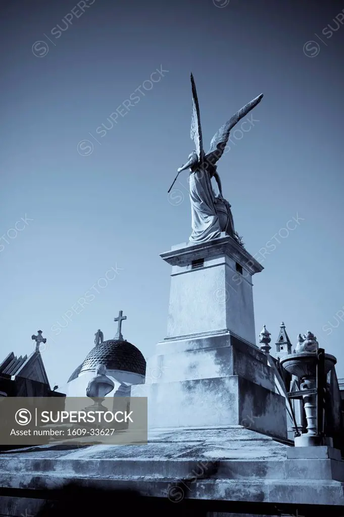 Argentina, Buenos Aires, Recoleta, Recoleta Cemetery, monument detail