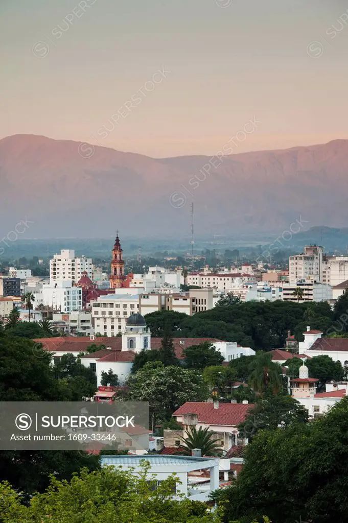 Argentina, Salta Province, Salta, view from the east, dawn