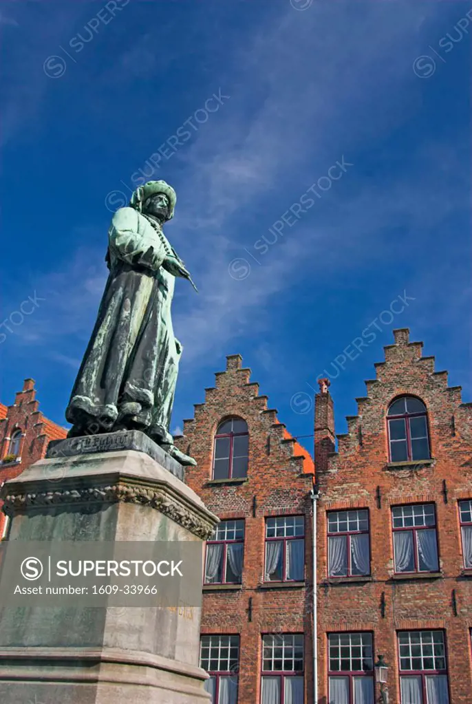 Jan Van Eyck Statue, Bruges, Flanders, Belgium