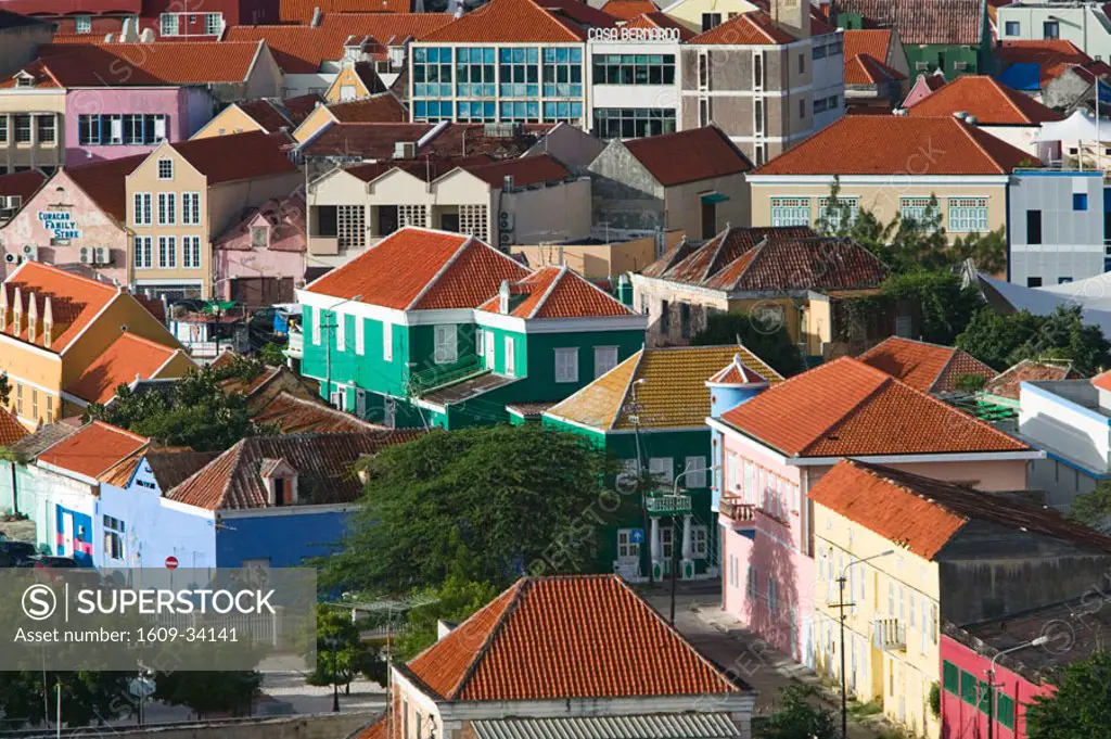 Aerial View of Punda, Willemstad, Curacao, Netherlands Antilles, Caribbean