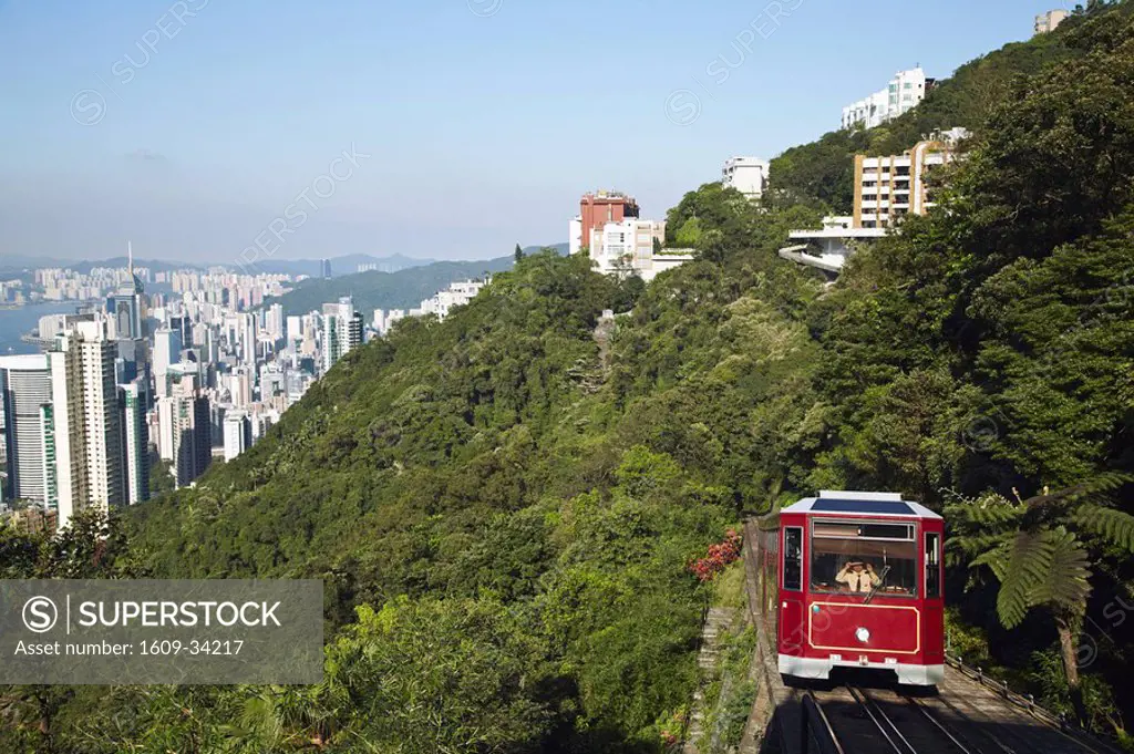 The Peak Tram ascending Victoria Peak, Hong Kong, China