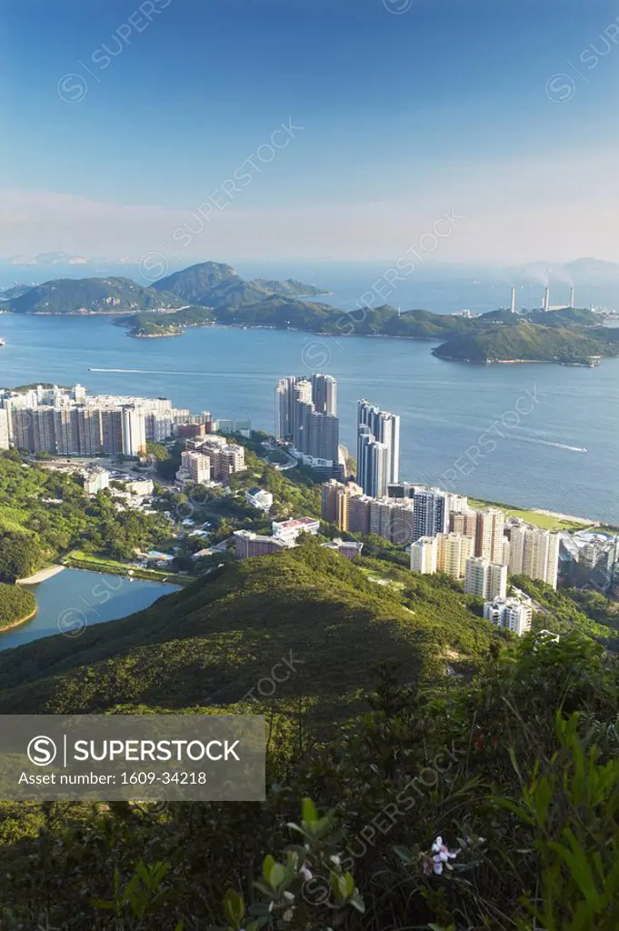 View of Pok Fu Lam from High West with Lamma Island in background, Hong Kong, China