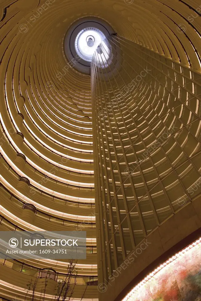 The Atrium of the 52-storey Grand Hyatt Hotel, Pudong, Shanghai, China