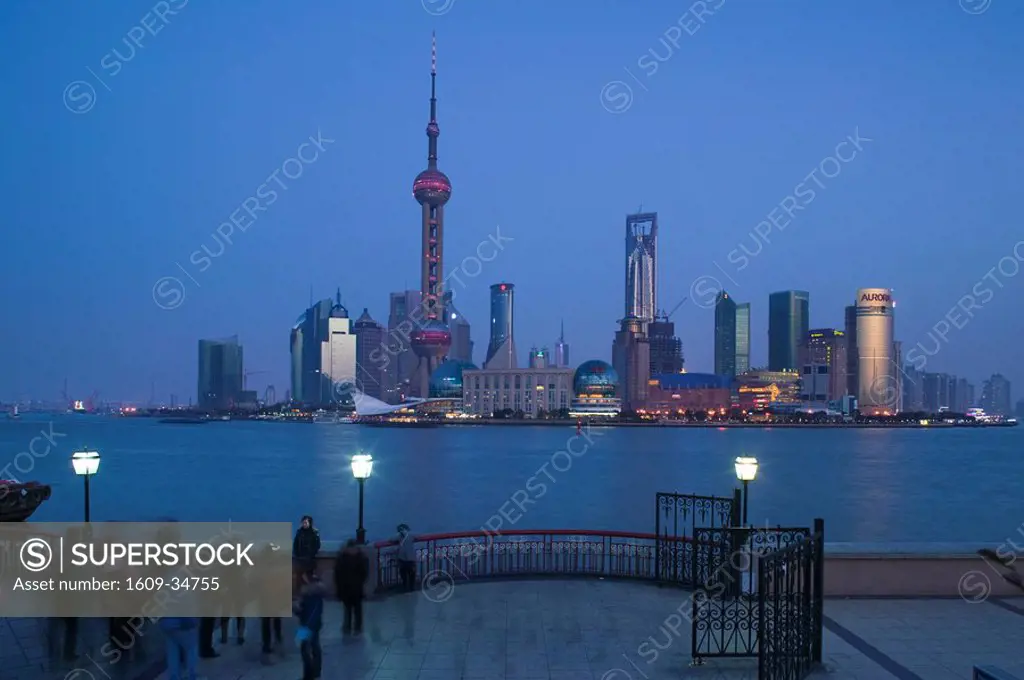 China, Shanghai, Pudong District, Buildings of Pudong from the Huangpu River