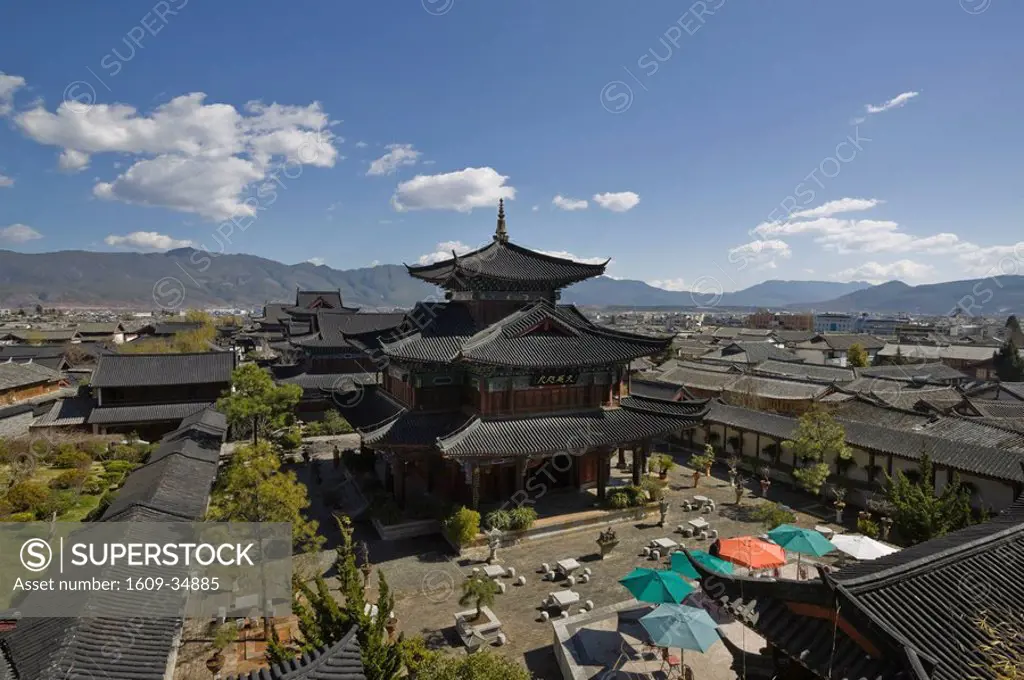 China, Yunnan Province, Lijiang, Lijiang Old Town, Exterior View of the Mu Family Mansion