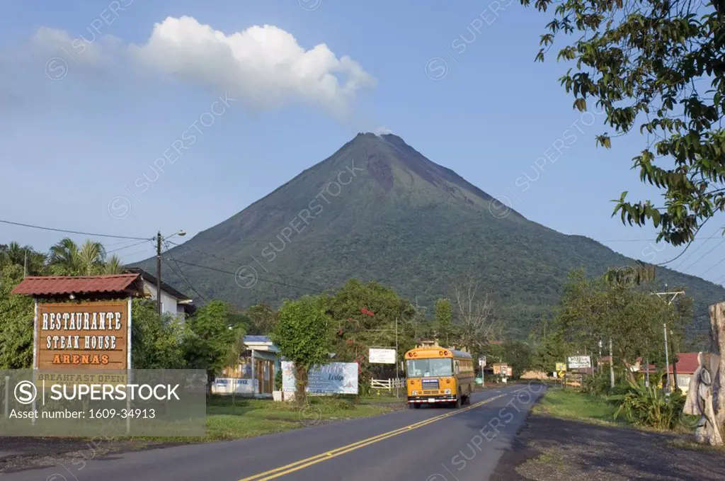 Arenal Volcano and the town of La Fortuna, Costa Rica