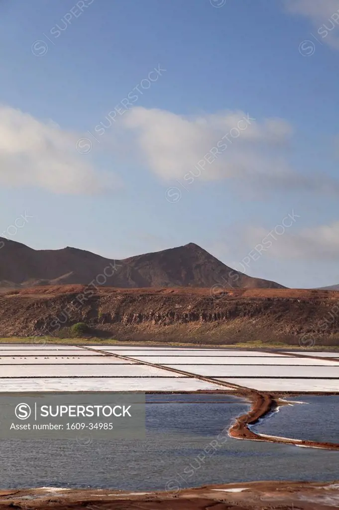 Cape Verde, Sal, Pedra do Lume, Salt pans inside extinct volcano crater Salinas