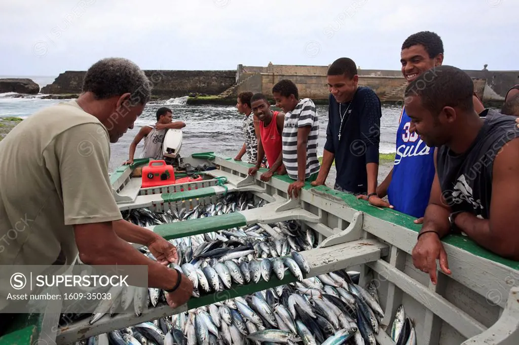 Cape Verde, Santo Antao, Ponta do Sol, fish market by the harbour