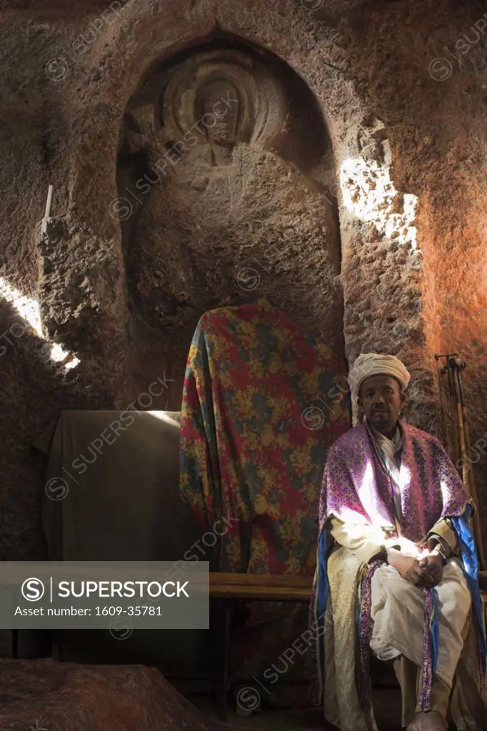Ethiopia, Lalibela, Bet Golgotha and Bet Mikael and Selasie Chapel, Carved figure