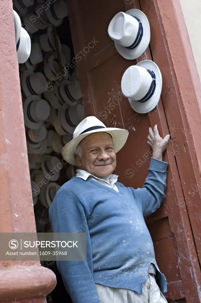 Alberto Pulla at his Panama hat shop, Cuenca, Ecuador