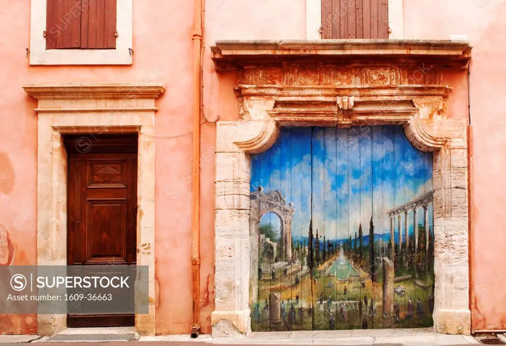Mural on the door in Roussillon, Provence, France