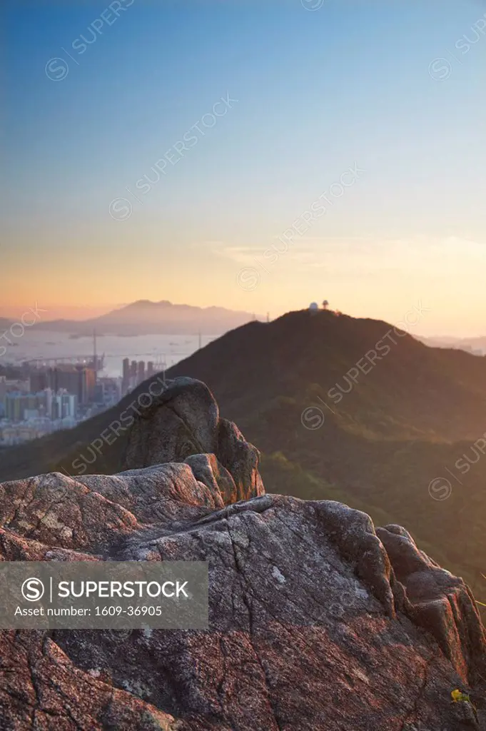View of Beacon Hill and Lantau Island from Lion Rock, Kowloon, Hong Kong, China