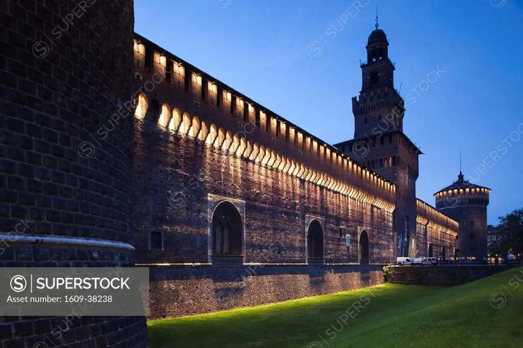 Italy, Lombardy, Milan, Castello Sforzesco castle