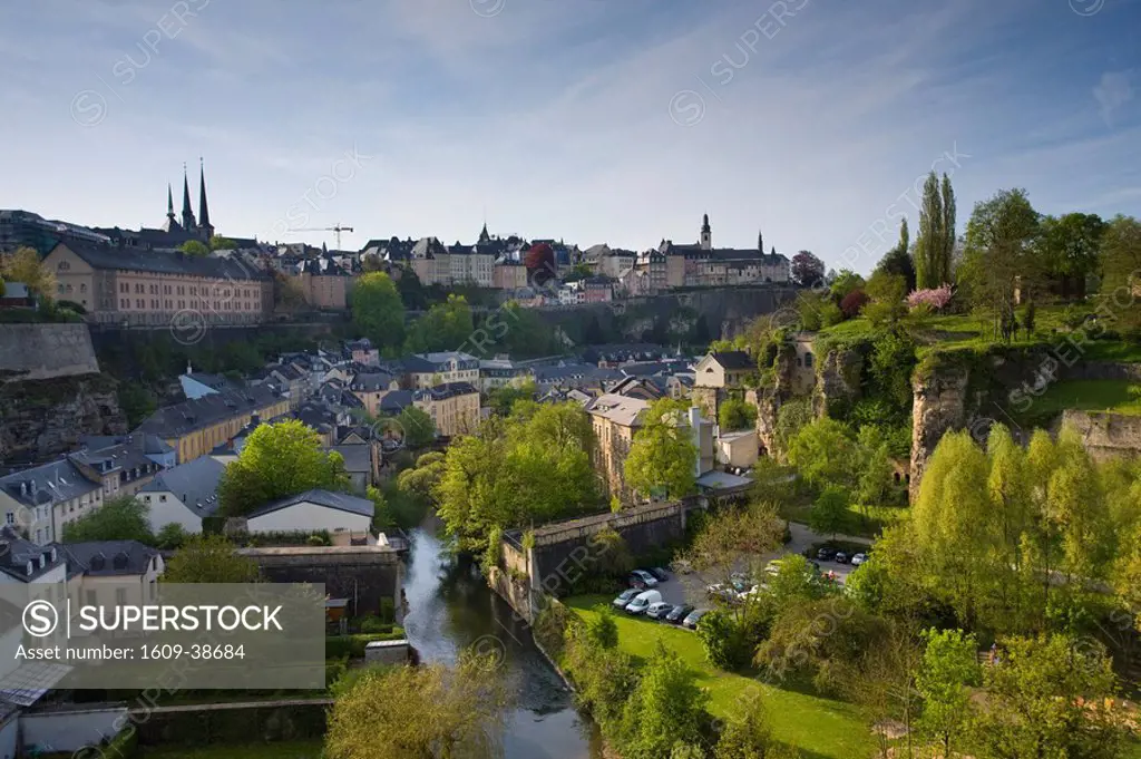 Luxembourg, Luxembourg City, The low area of Grund from Boulevard du General Patton