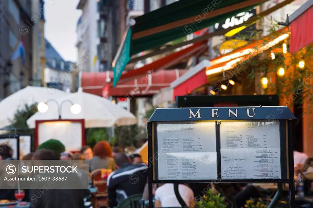 Luxembourg, Luxembourg City, Place d´ Armes, outdoor cafe menu