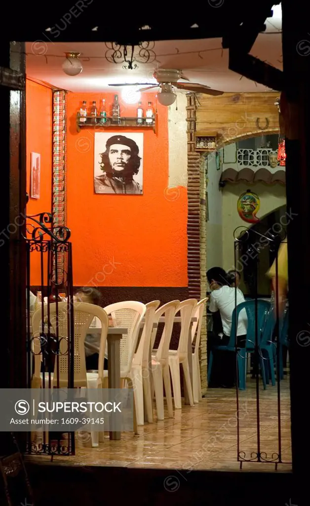 Portrait of Che Guevara hanging in a local restaurant, Leon, Nicaragua