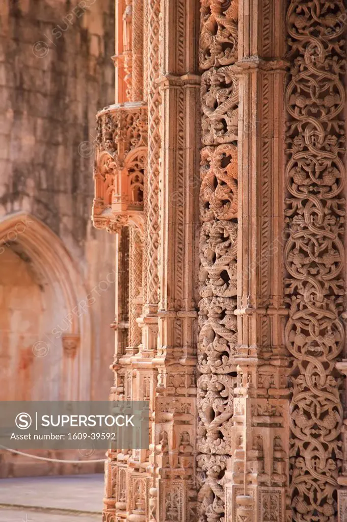 Carving details, Unfinished Chapels, Monastery of Santa Maria da Vitoria UNESCO World Heritage, Batalha, Estremadura, Portugal