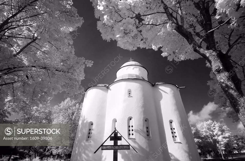 Infrared image of the Church of the Assumption of Our Lady, Uspensky Convent, Staraya Ladoga, Leningrad region, Russia
