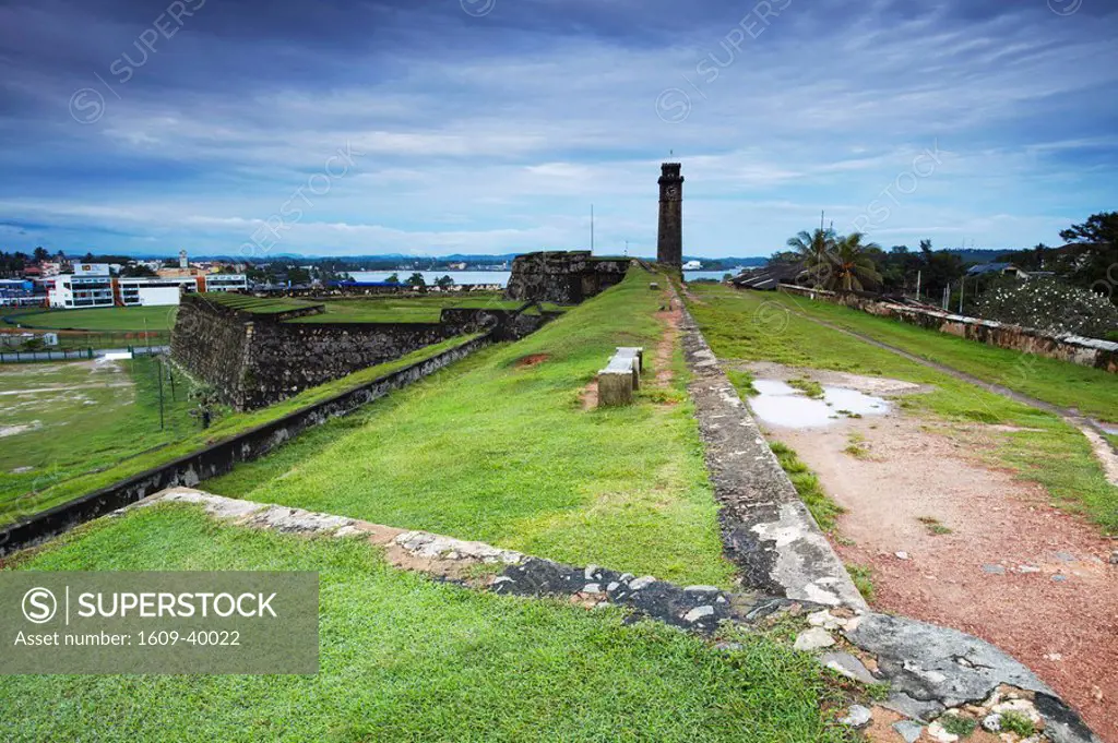 Clock tower and walls of Galle Fort, Galle, Sri Lanka