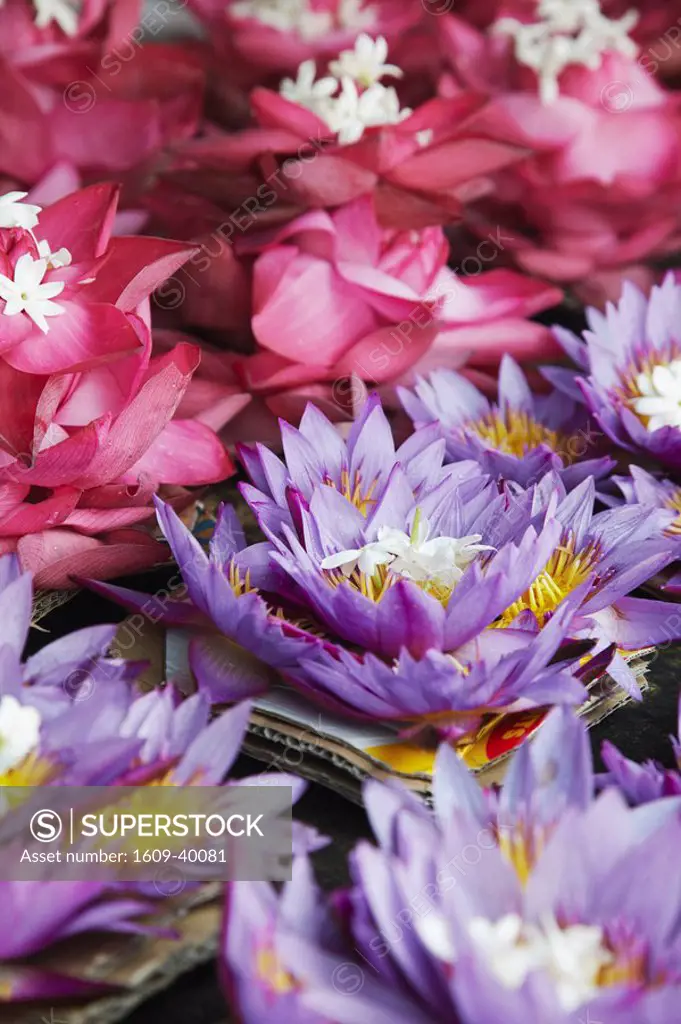 Flower offerings for sale at Temple of the Tooth Sri Dalada Maligawa, Kandy, Sri Lanka