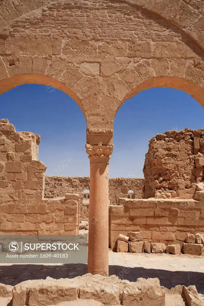 Syria, Central Desert, ruins of ancient Rasafa Walled City 3rd Century AD, Basilica of St. Sergius
