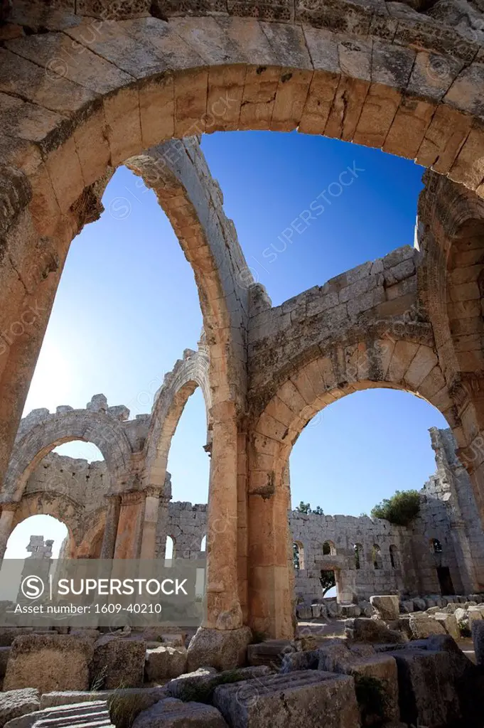 Syria, Aleppo, the Dead Cities, Ruins of the Basilica of Saint Simeon Qala´at Samaan