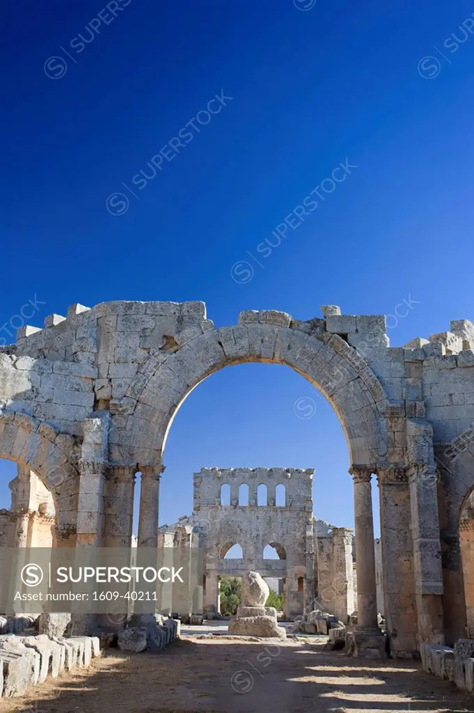 Syria, Aleppo, the Dead Cities, Ruins of the Basilica of Saint Simeon Qala´at Samaan