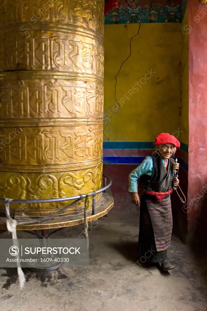 Prayer wheel inside a monastery in Yumbulagang, Lhokha region, Tibet
