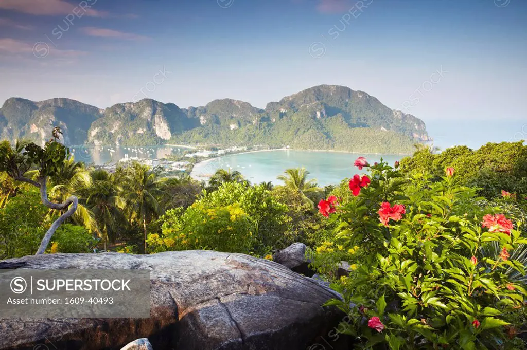View of Ao Ton Sai and Ao Lo Dalam beaches, Ko Phi Phi Don, Thailand