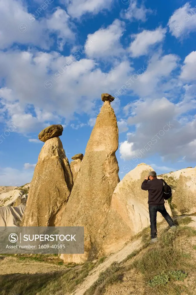 Volcanic tufa formations, Fairy Chimneys, Pasabag, near Zelve, Cappadocia, Anatolia, Turkey