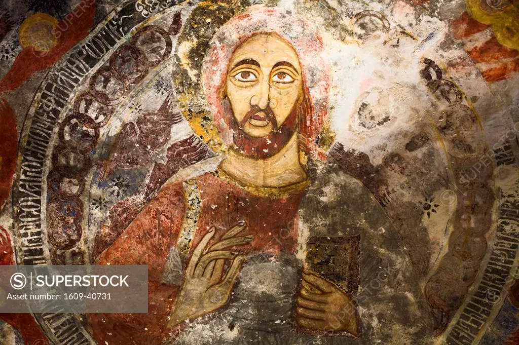 Turkey, Black Sea Coast, Trabzon, Sumela Monastery UNESCO World Heritage Site, Ceiling frescoes in main chapel