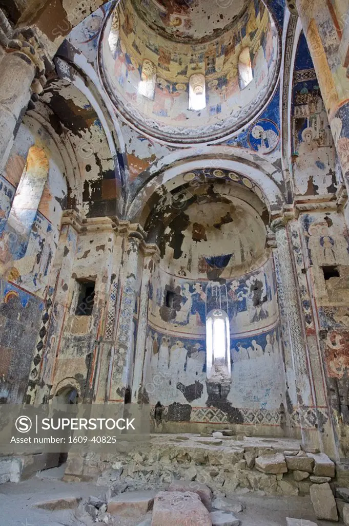 Turkey, Eastern Turkey, Kars, Ani Ruins, Church of St Gregory Tigran Honentz, frescoes