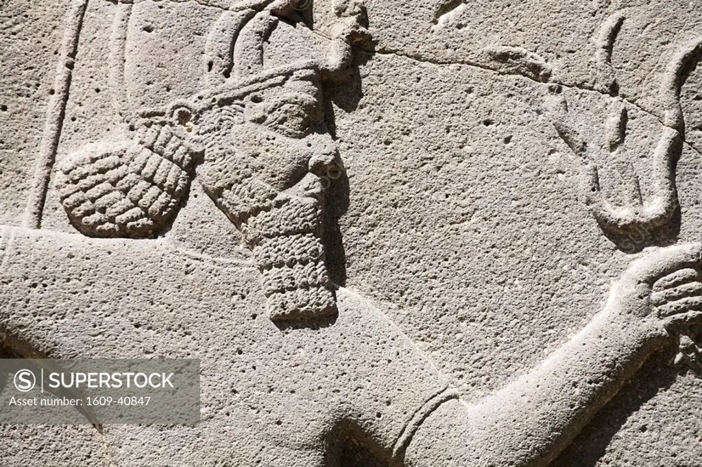 Turkey, Eastern Turkey, Gaziantep, Gaziantep museum, funerary Stele, relief of Storm god Teshup