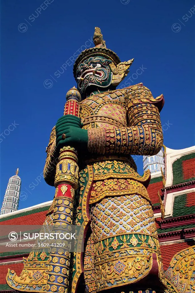 Thailand, Bangkok, Wat Phra Kaew, Grand Palace, Statues in Wat Phra Kaew
