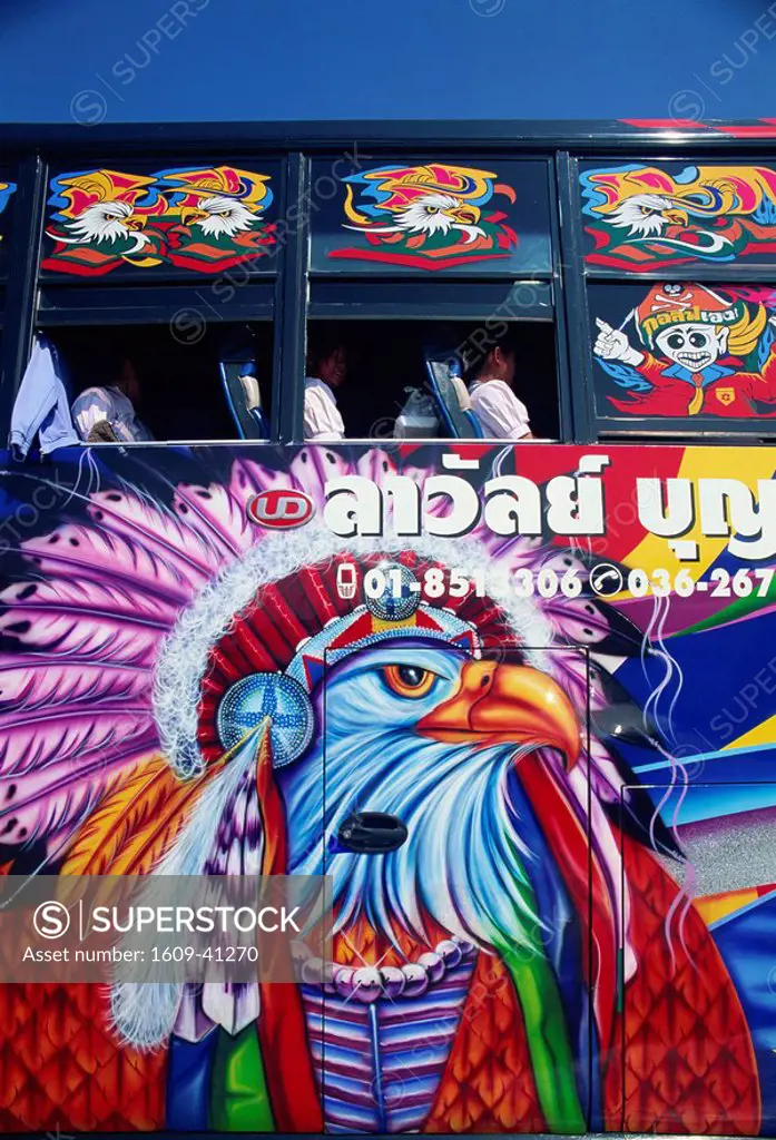 Thailand, Bangkok, Bus Decoration Artwork