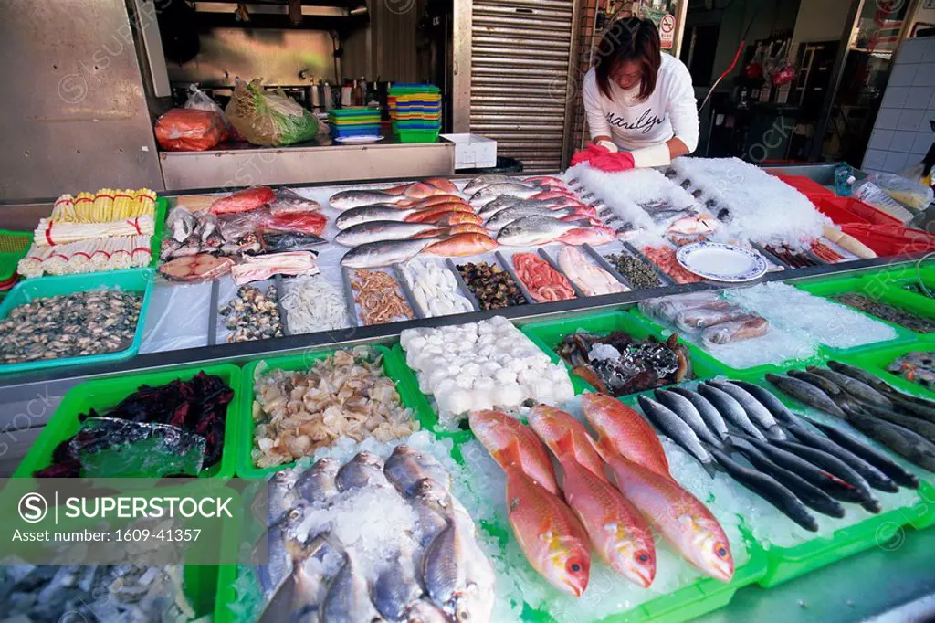 Taiwan, Kaohsiung, Cijin Island, Seafood Restaurant Display