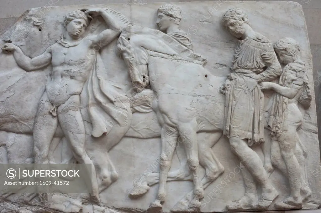England, London, British Museum, Elgin Marbles from the Parthenon in Athens 4th century BC