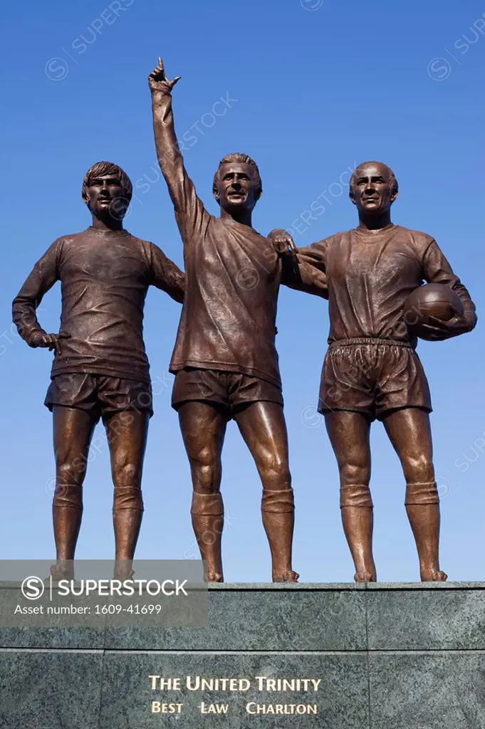 England, Lancashire, Manchester, Salford, Old Trafford Soccer Stadium, United Trinity Statue