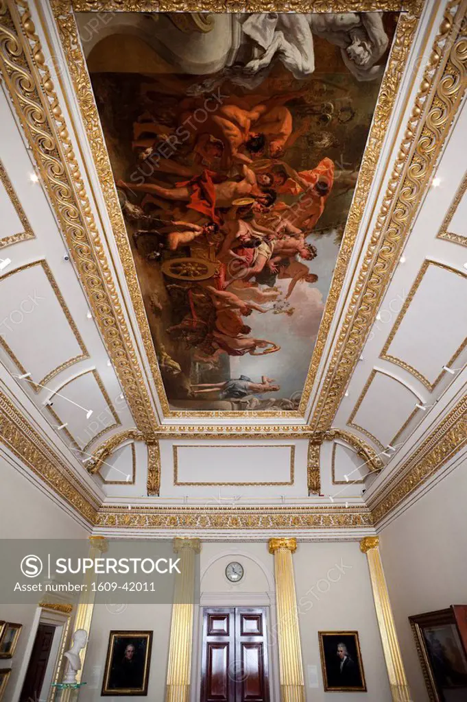 England, London, Piccadilly, Burlington House, Royal Acadamy of Arts, State Dining Room showing Roof Painting of the Triumph of Bacchus by Sebastiano ...