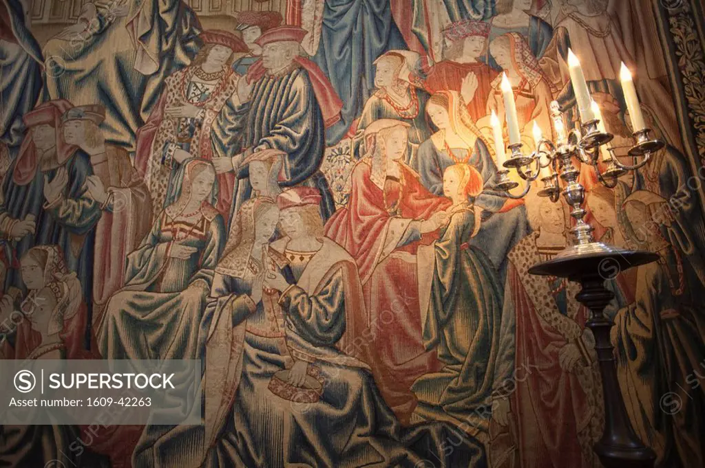 England, London, Hampton Court Palace, Tapestry in the Great Hall