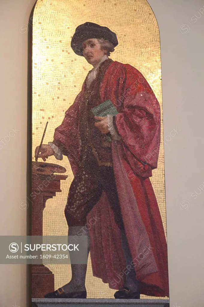 England, London, Victoria and Albert Museum, Mosaic Portrait of Joshua Reynolds from the Kensington Valhalla Series