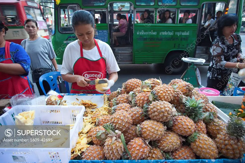 Thailand, Bangkok, Roadside Pineapple Vendor