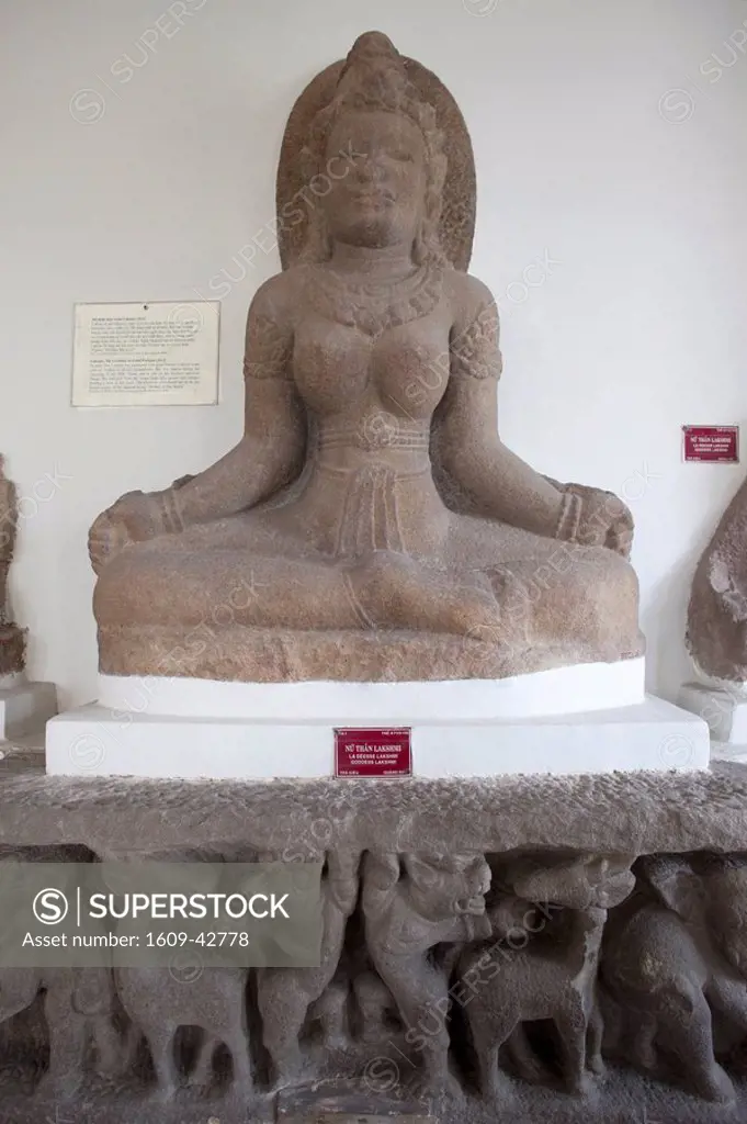 Vietnam, Danang, Museum of Cham Sculpture, Sandstone Carving Goddess of Lakshmi